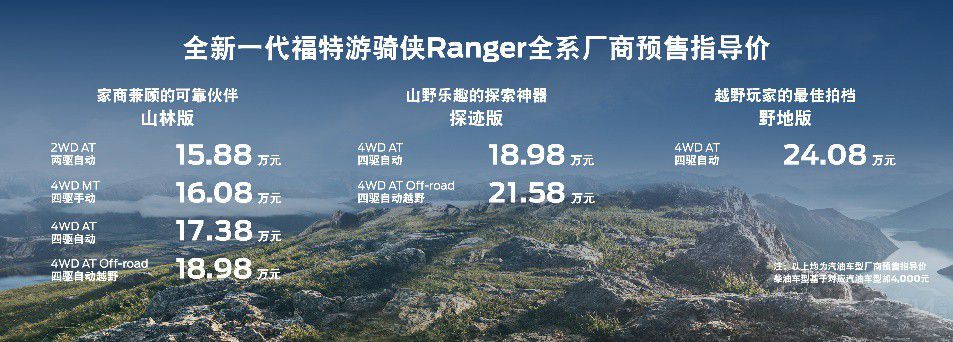 全新福特游骑侠Ranger全系正式开启预售