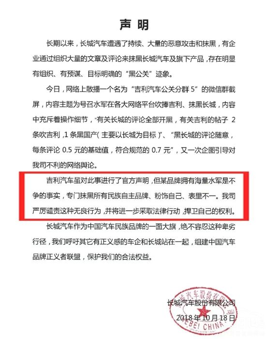吉利陷“水军门”新车销量下滑 吉利陷“水军门”新车销量下滑 已起诉长城